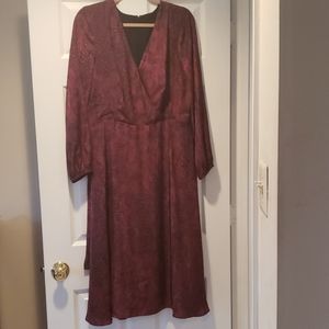 Ann Taylor Snake Print Midi Wrap Dress